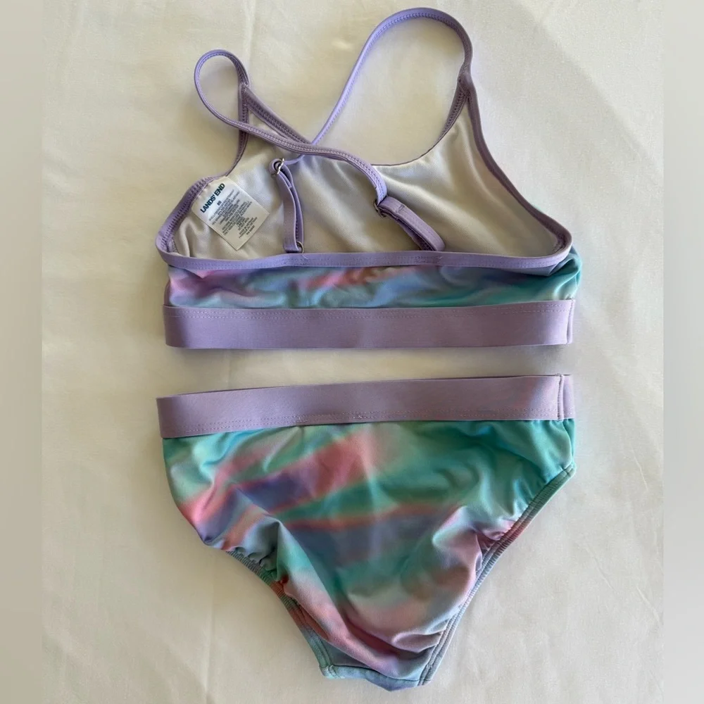 4/$20 LANDS END Kids Two-Piece Pastel Tie-Dye Swim Set - 8S